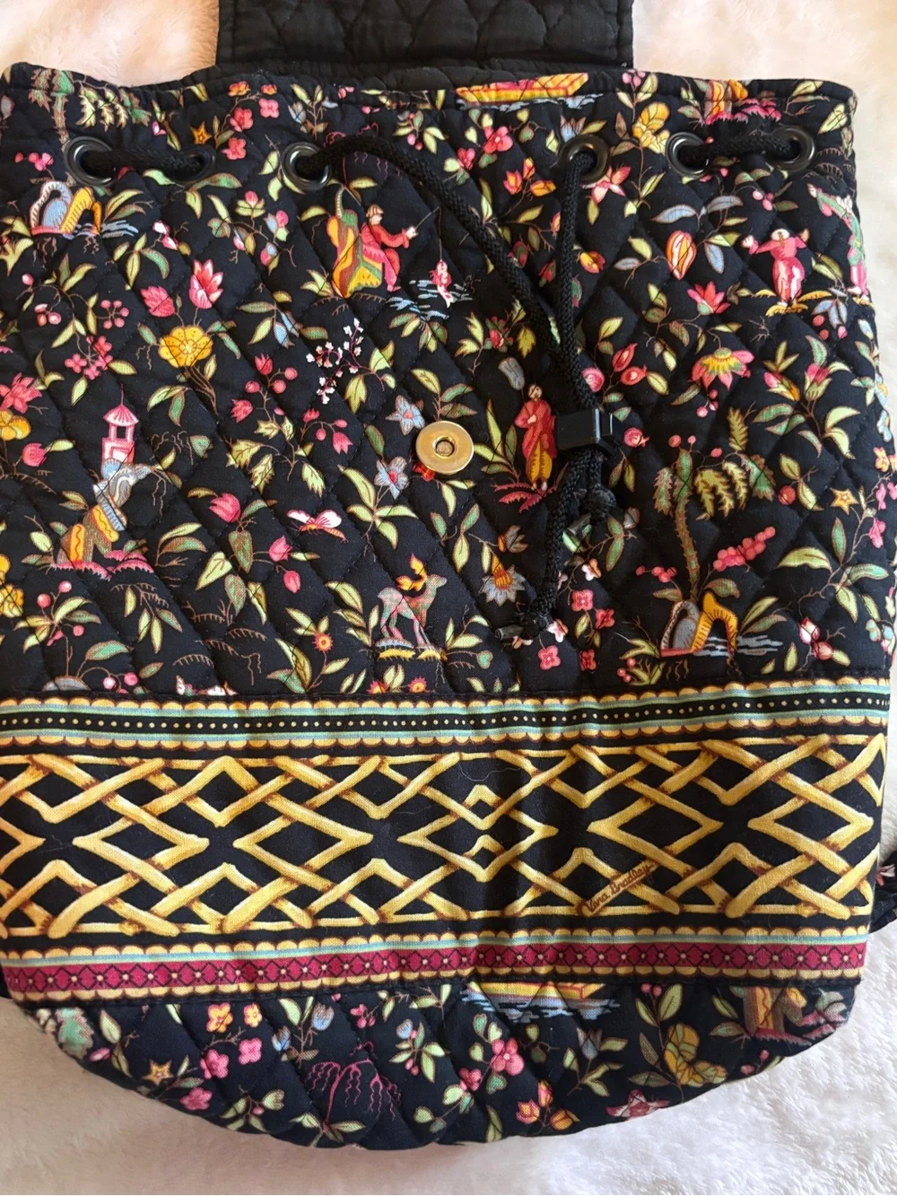 Vera Bradley Ming Drawstring Backpack Retired Floral Quilted Vintage Y2K Retro